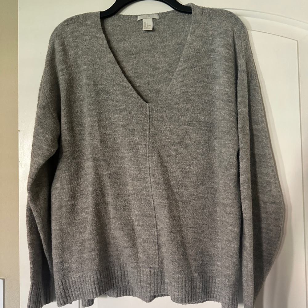 Gray V-Neck Sweater